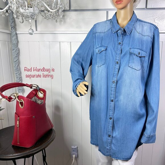 C est. 1946 Blue Chambray Button Down Shirt 18/20W. Oh So Comfy! - Picture 3 of 12